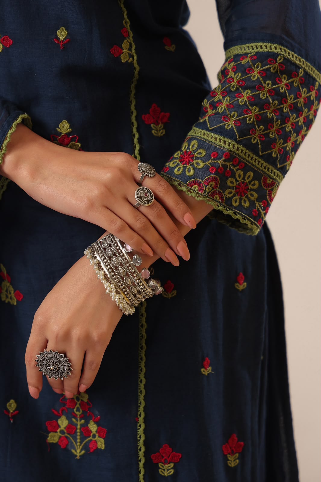 Indigo Gulnar Embroidery Mul Cotton Suit