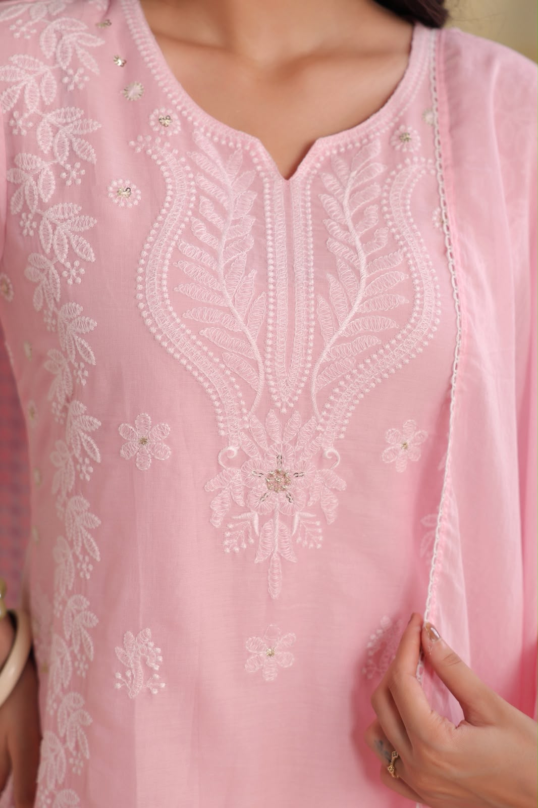 Pink Embroidery Farsi Salwar Mul Cotton Suit