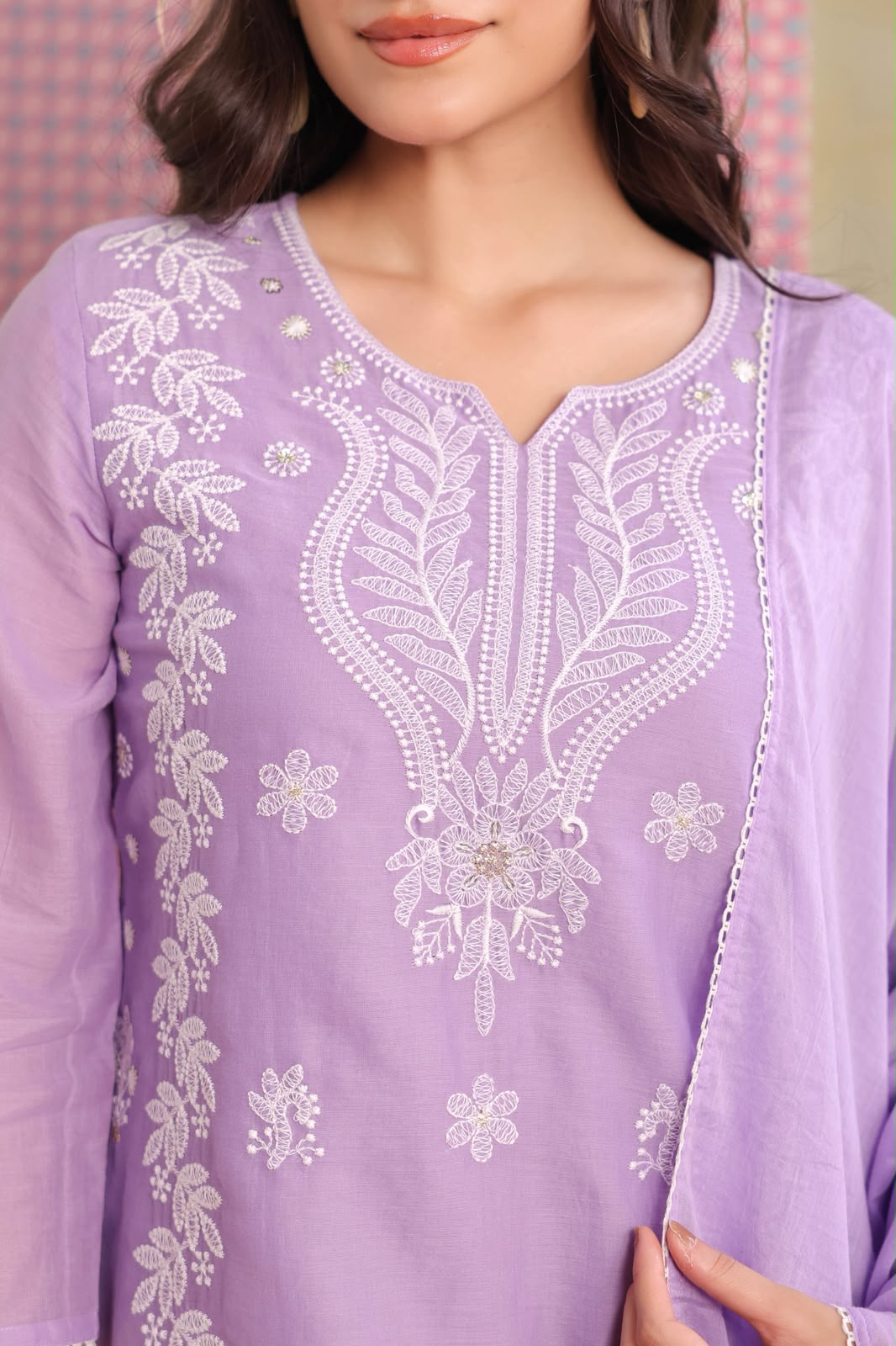 Purple Embroidery Farsi Salwar Mul Cotton Suit