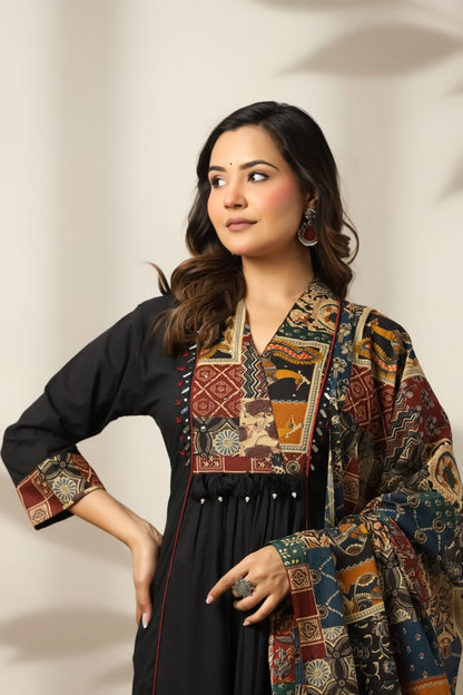 Black Heritage Patch Cotton Suit