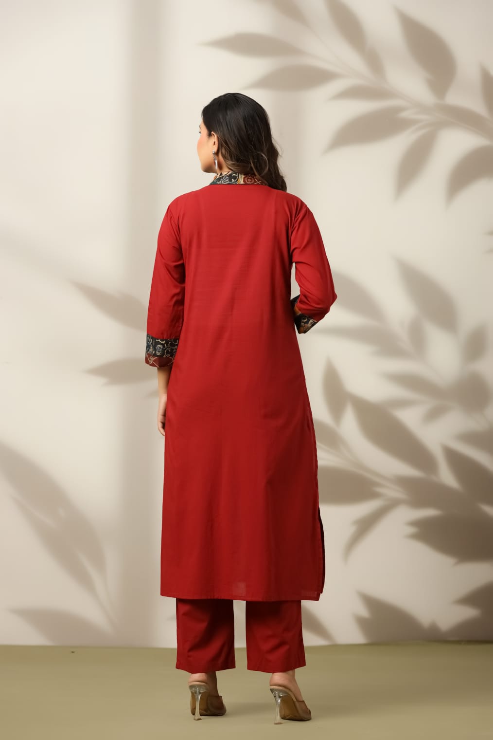 Maroon Heritage Patch Cotton Suit
