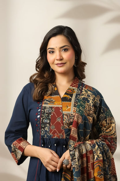 Navy Heritage Patch Cotton Suit