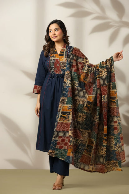 Navy Heritage Patch Cotton Suit