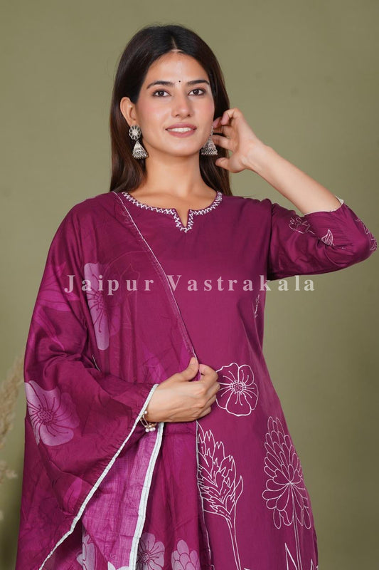 hand block printed kurta set with dupatta