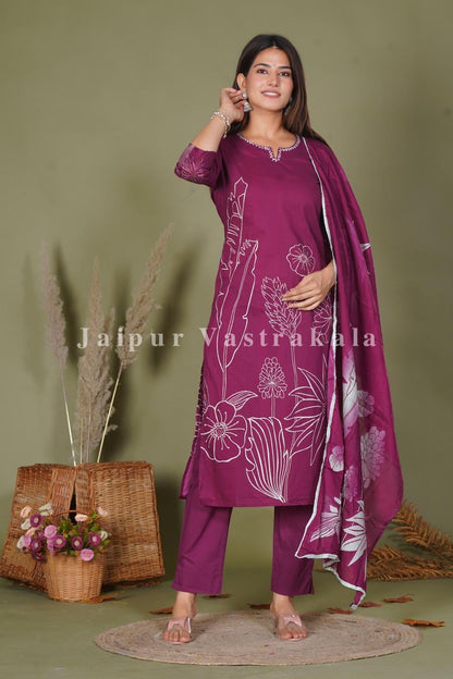 hand block printed kurta set with dupatta