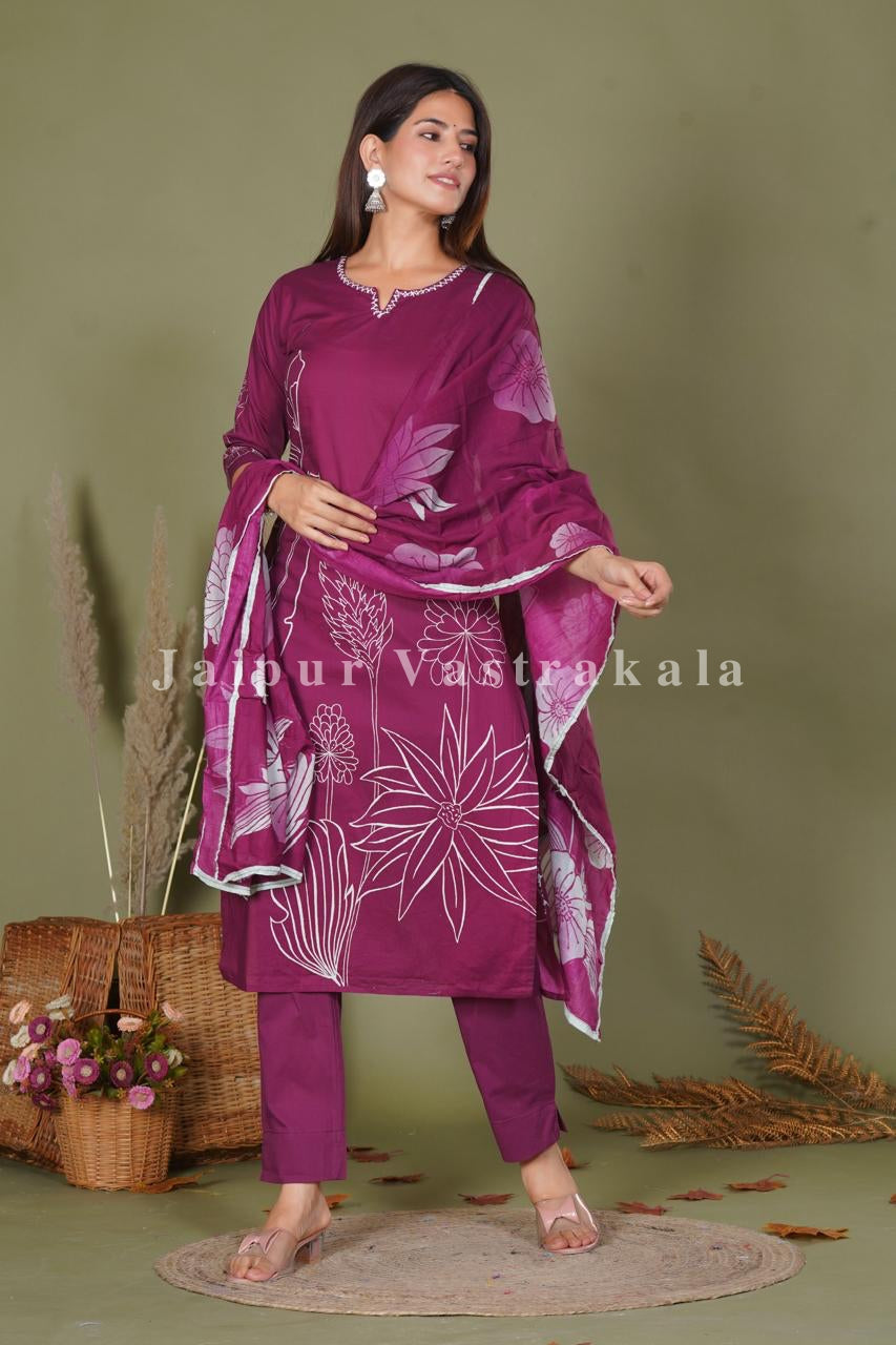 hand block printed kurta set with dupatta