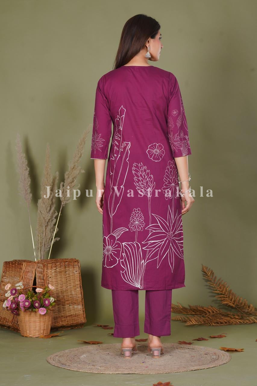 hand block printed kurta set with dupatta