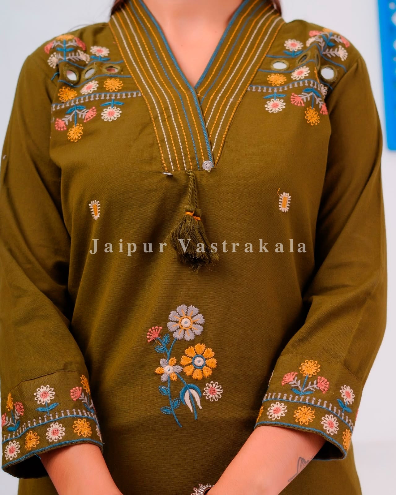 Olive Boota Embroidery Flex Cotton Dupatta Set