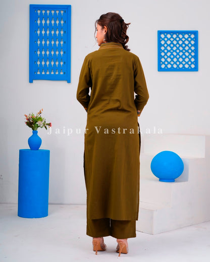 Olive Boota Embroidery Flex Cotton Dupatta Set