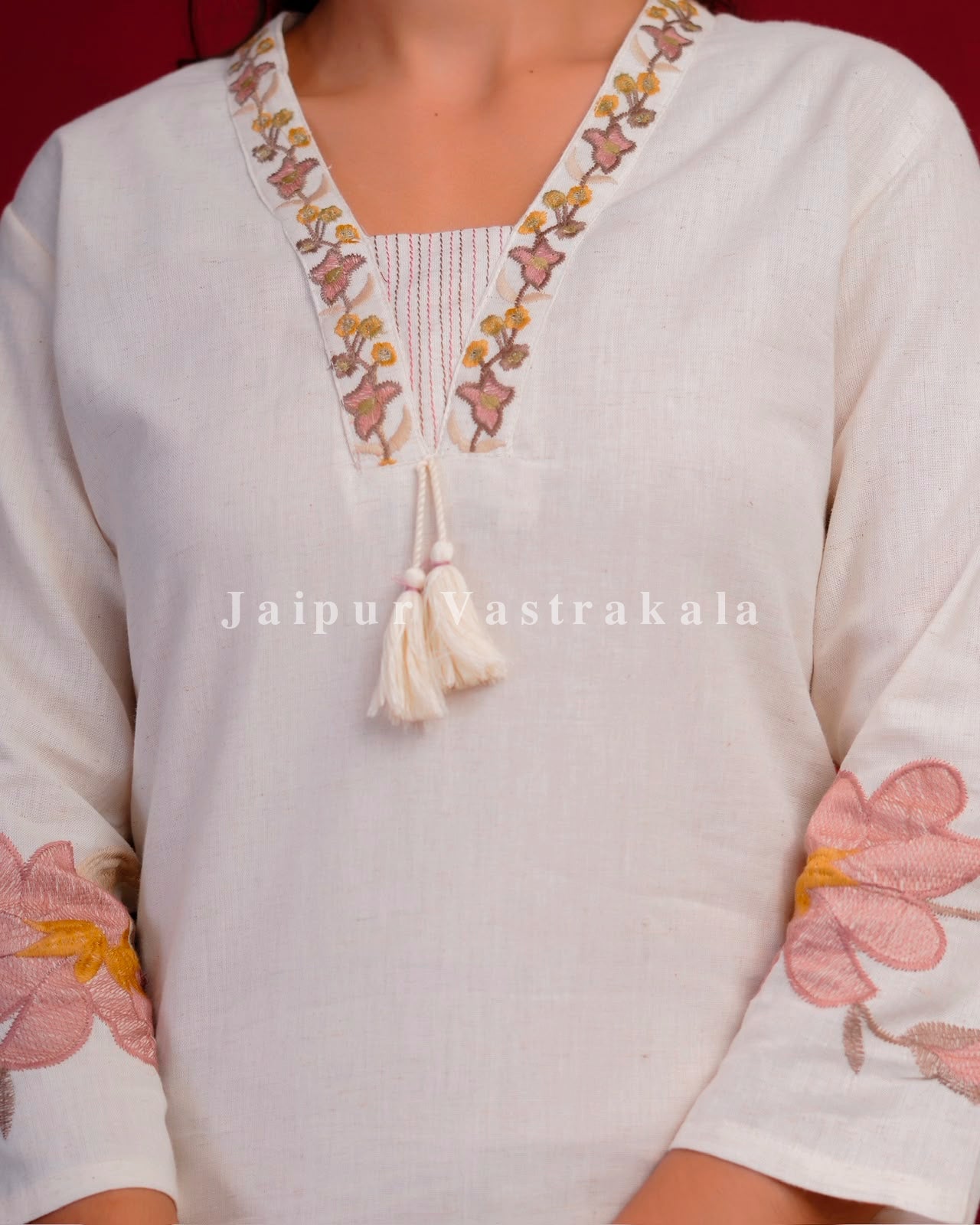 Peach Whisper Embroidery Flex Cotton Dupatta Set