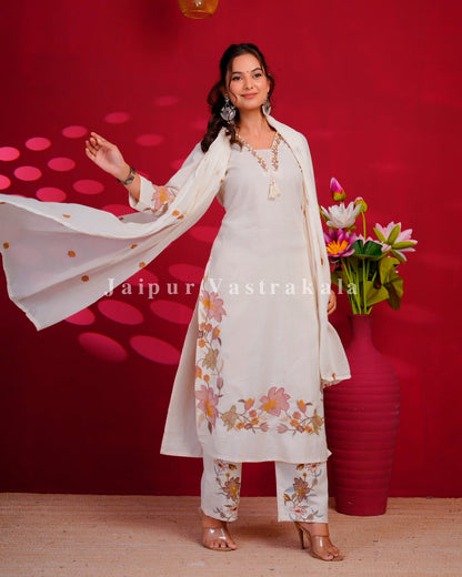 Peach Whisper Embroidery Flex Cotton Dupatta Set