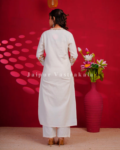 Peach Whisper Embroidery Flex Cotton Dupatta Set