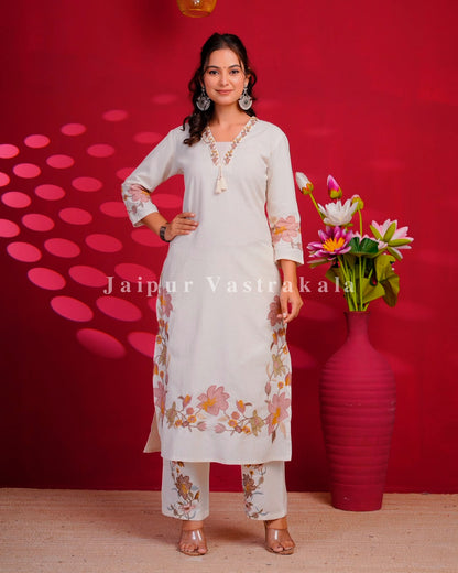 Peach Whisper Embroidery Flex Cotton Dupatta Set