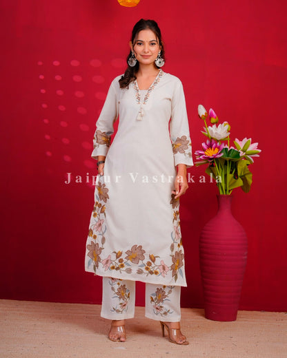 Brown Whisper Embroidery Flex Cotton Dupatta Set