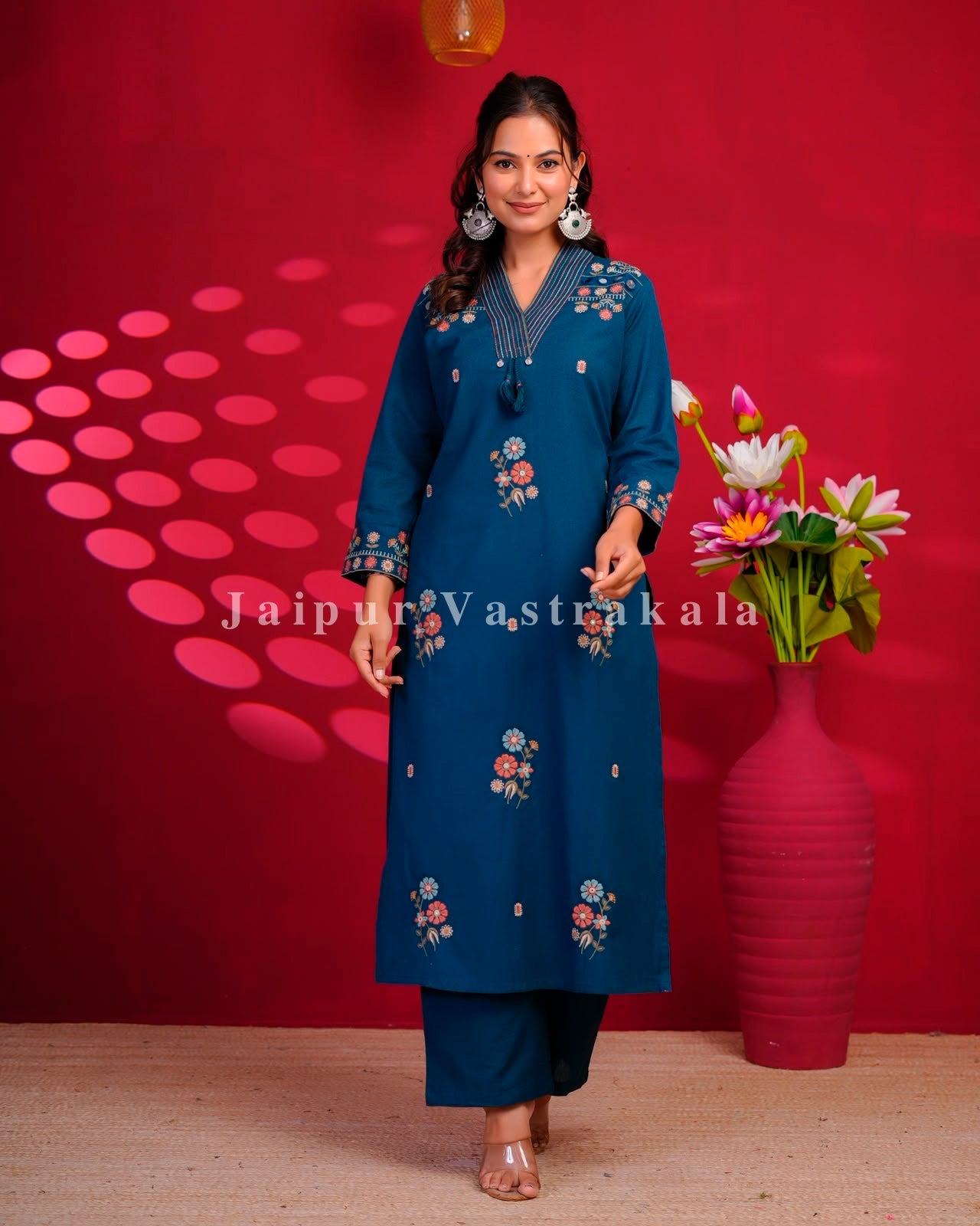 Blue Boota Embroidery Flex Cotton Dupatta Set