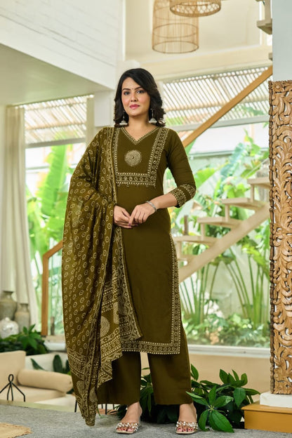 hand block printed kurta set with dupatta
