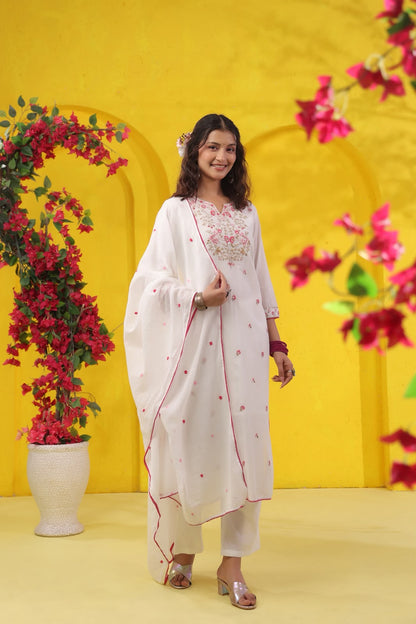 Pink Petals Embroidery Mul Cotton Suit
