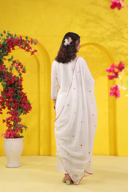 Pink Petals Embroidery Mul Cotton Suit