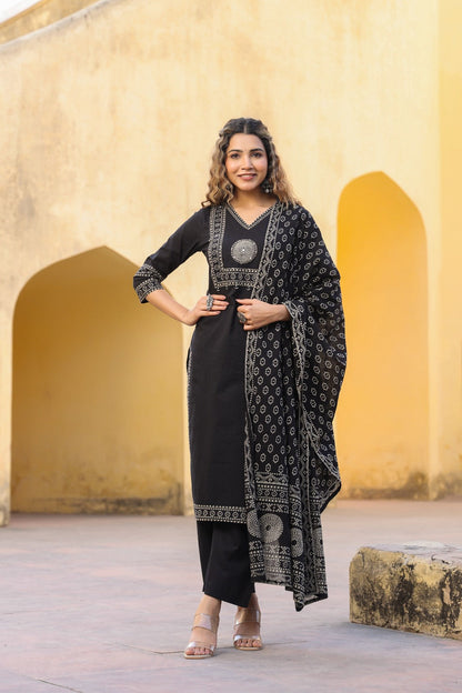 hand block printed kurta set with dupatta