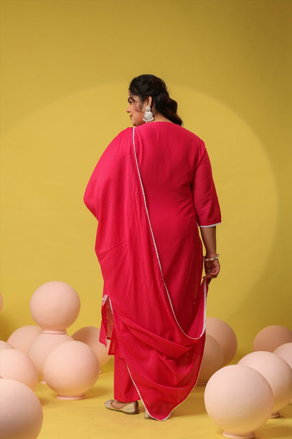 Rani Pink Embroidery Mul Cotton Suit