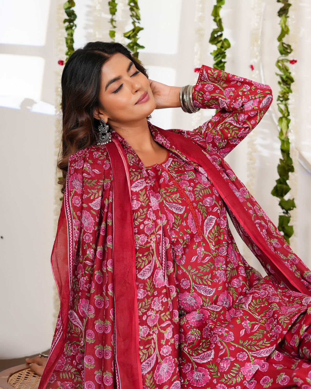Red Phulwari Cotton Farsi Salwar Suit