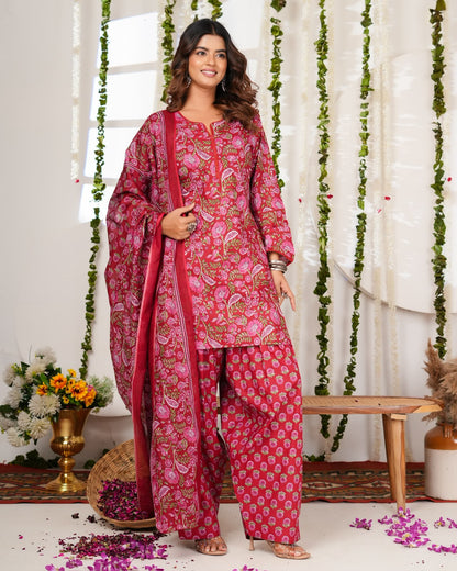 Red Phulwari Cotton Farsi Salwar Suit