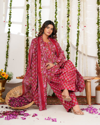 Red Phulwari Cotton Farsi Salwar Suit