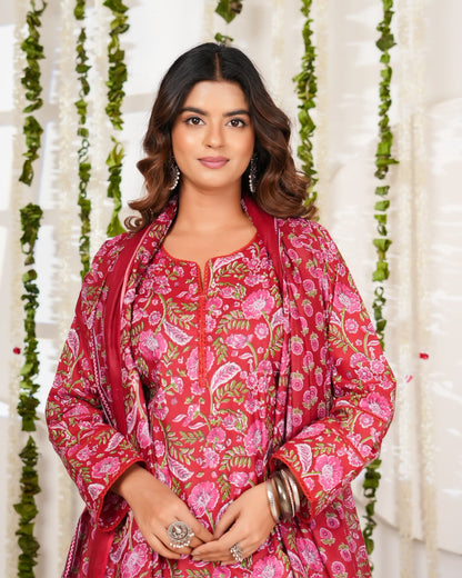 Red Phulwari Cotton Farsi Salwar Suit