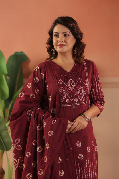 Cotton Suit With Cotton Dupatta