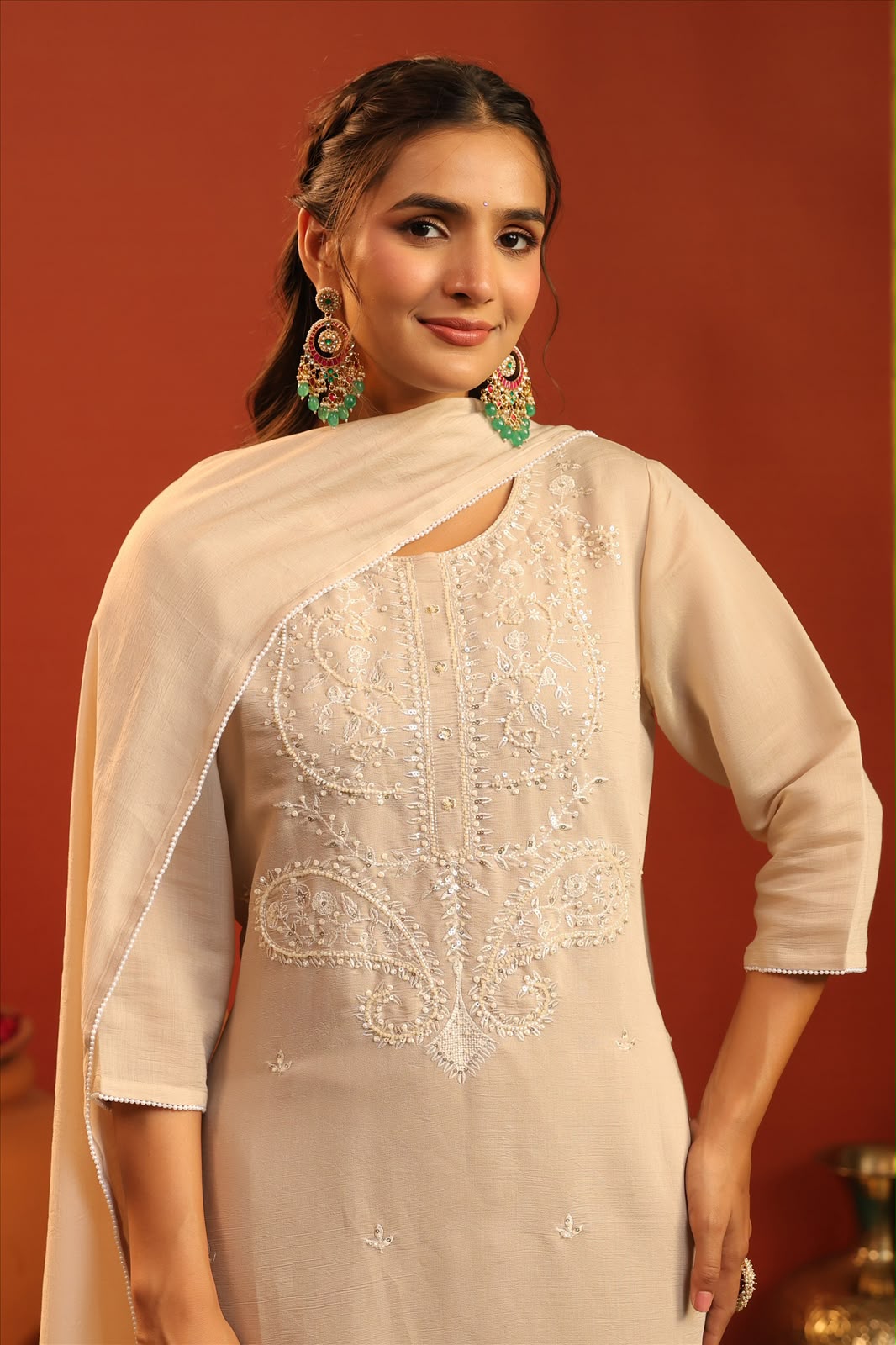 Silk Embroidery Suit