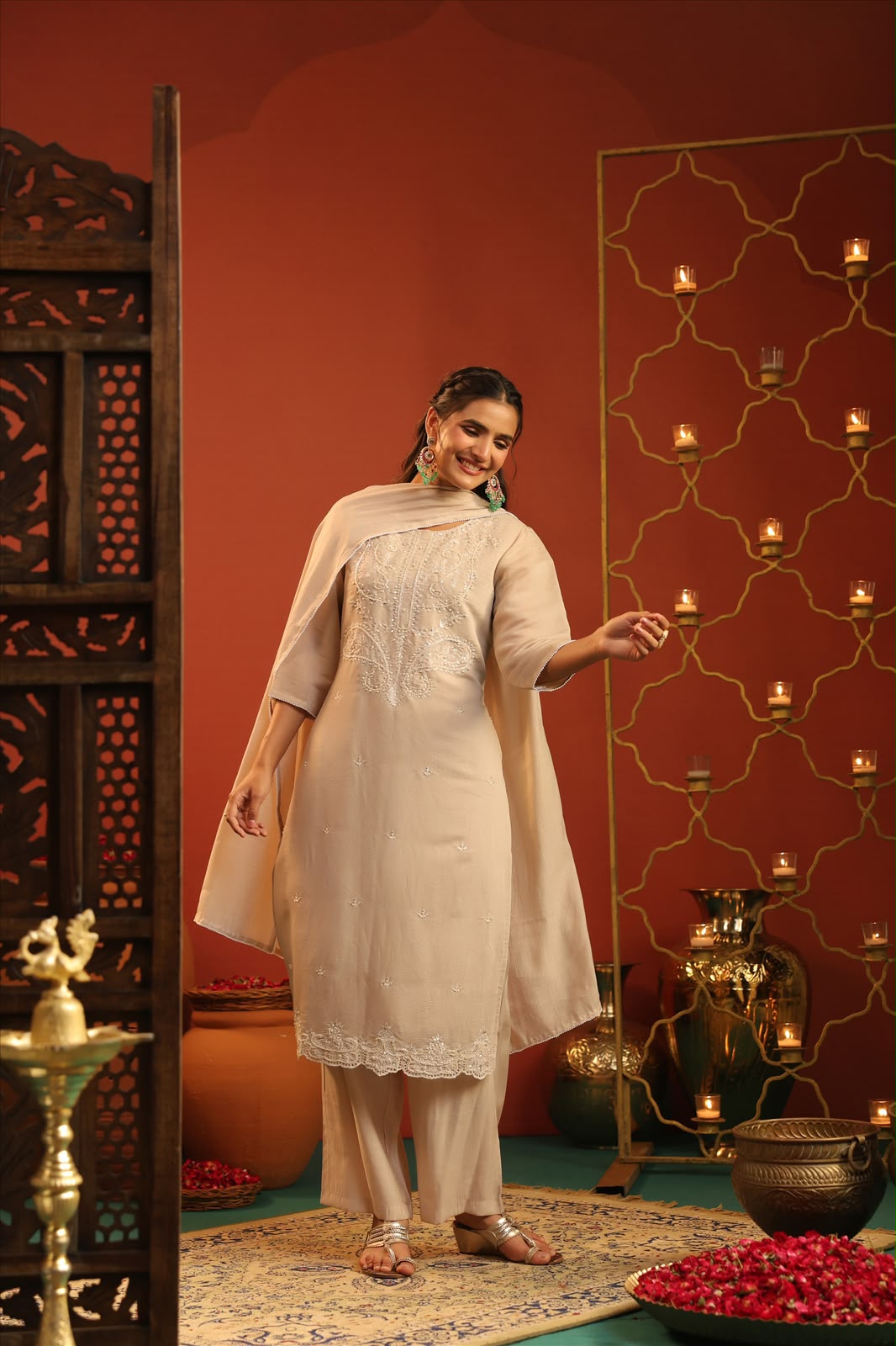 Silk Embroidery Suit