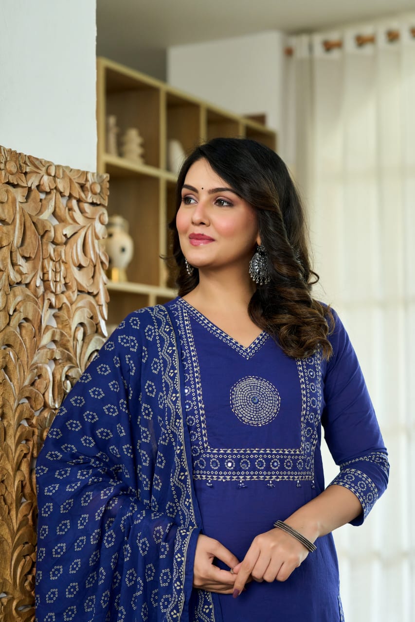 hand block printed kurta set with dupatta