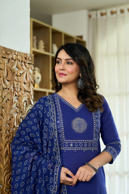 hand block printed kurta set with dupatta