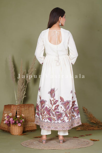 Maroon Amber Floral Pop Cotton Anarkali Suit