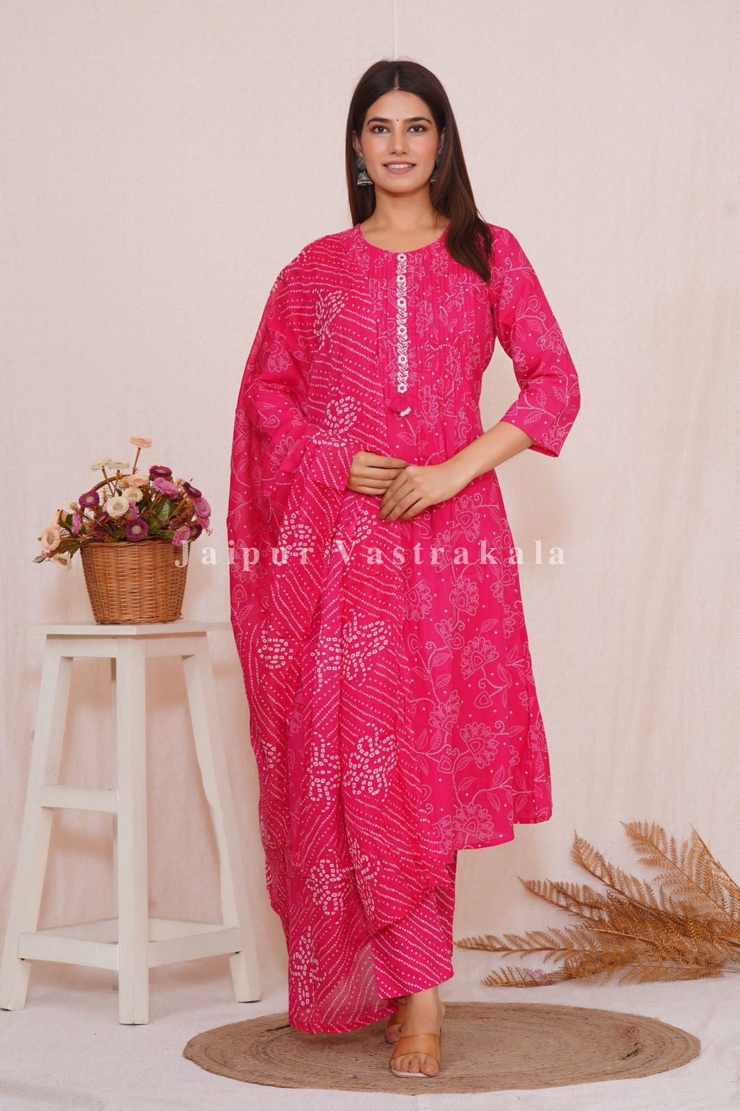 hand block printed kurta set with dupatta