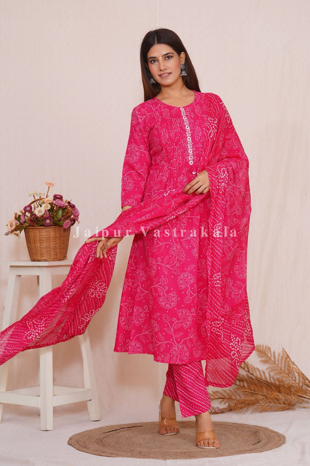hand block printed kurta set with dupatta
