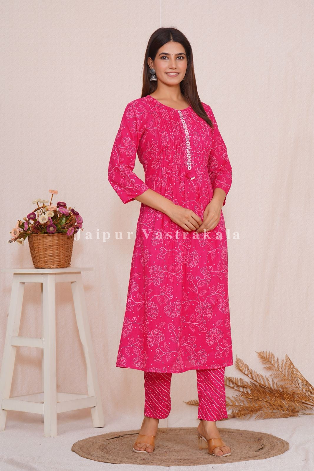 hand block printed kurta set with dupatta