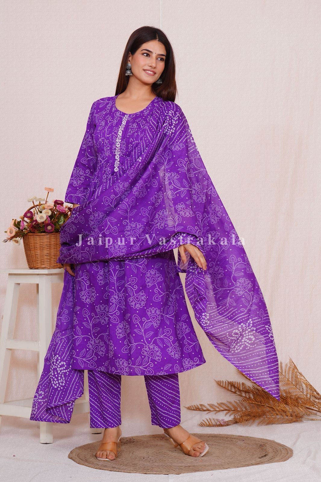 hand block printed kurta set with dupatta