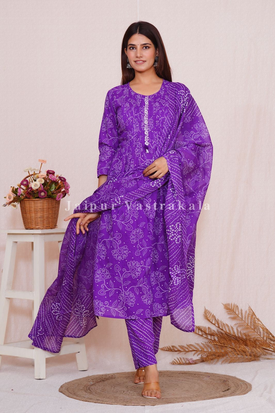 hand block printed kurta set with dupatta