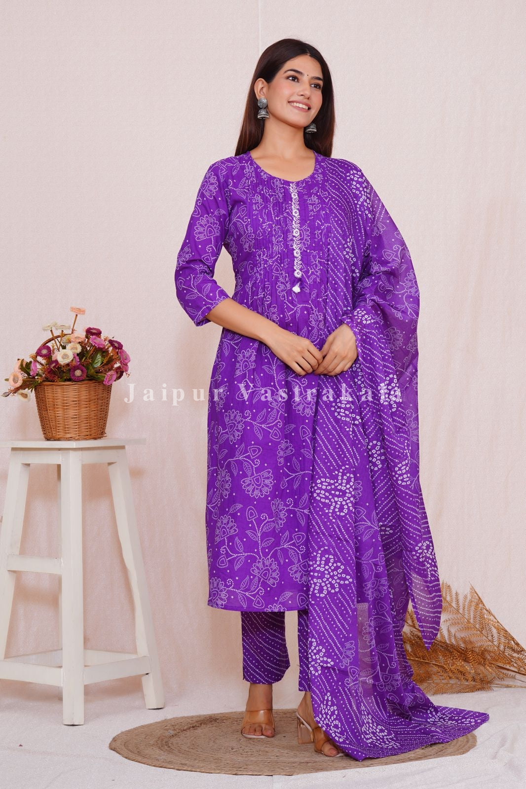 hand block printed kurta set with dupatta