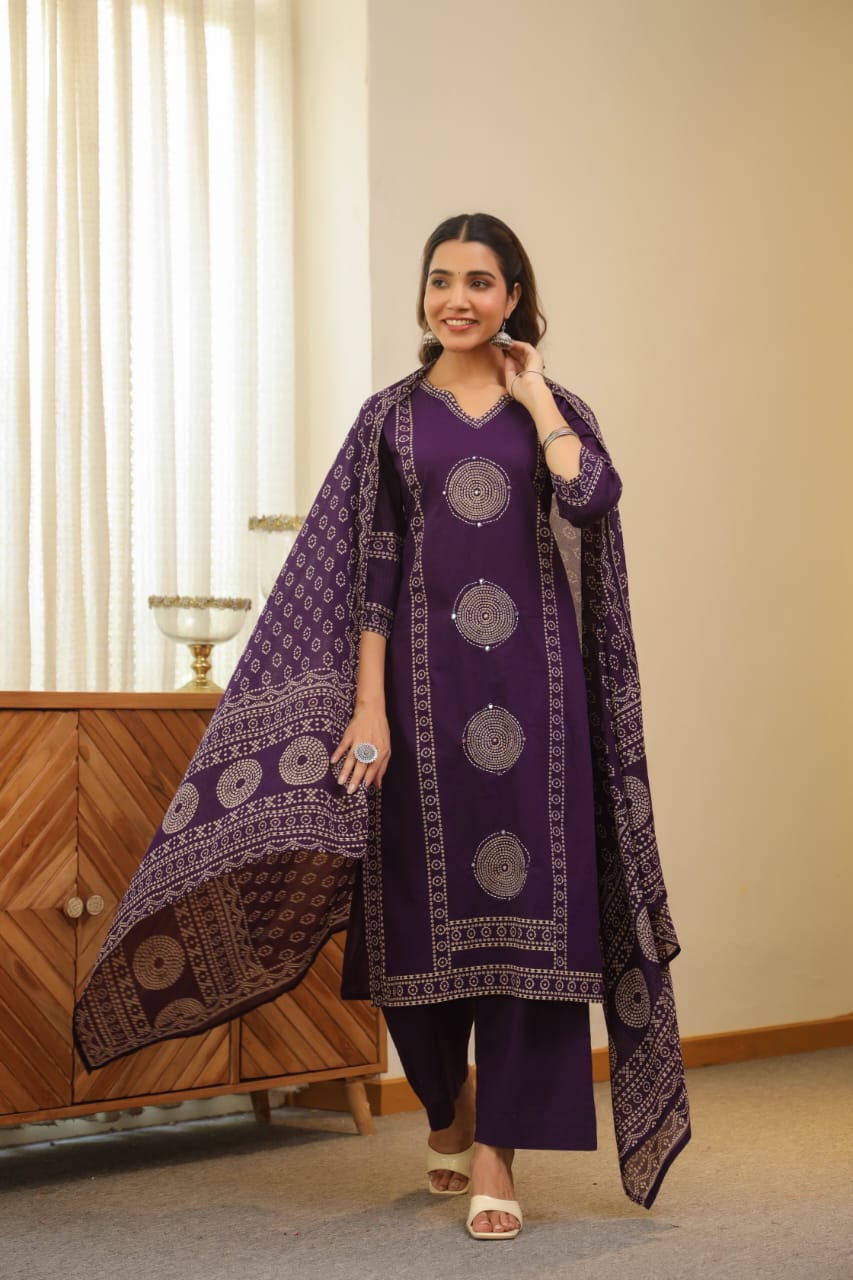 hand block printed kurta set with dupatta