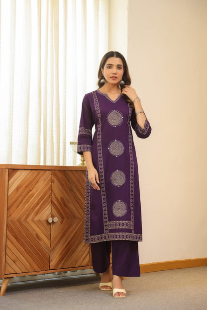 Purple Mandala Matrix Cotton Dupatta Set