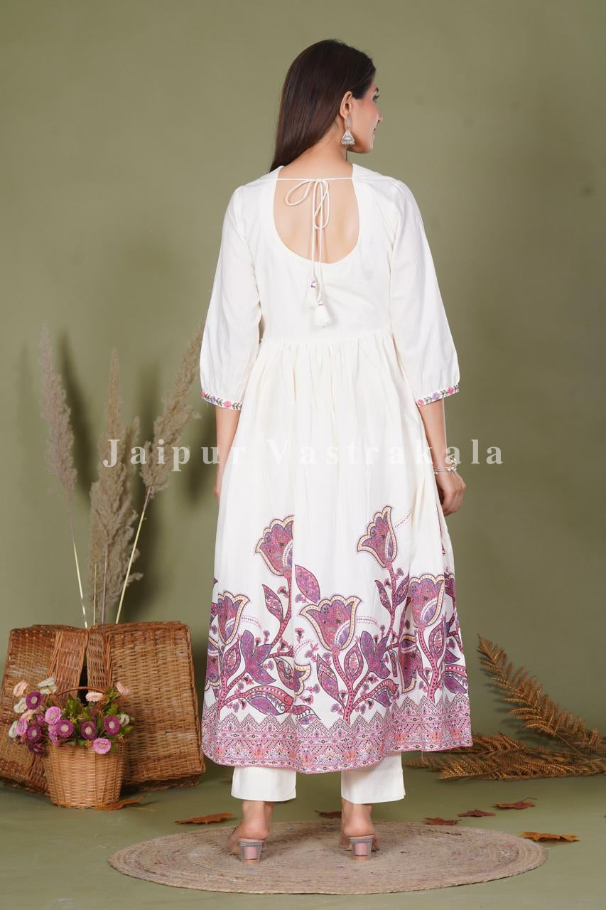 Purple Bubblegum Floral Pop Cotton Anarkali Suit