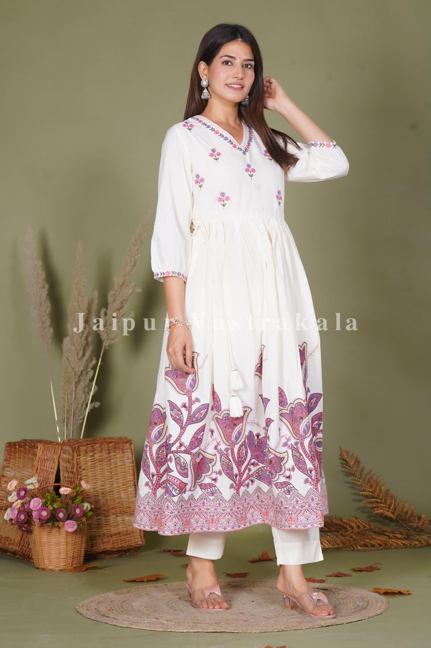 Purple Bubblegum Floral Pop Cotton Anarkali Suit