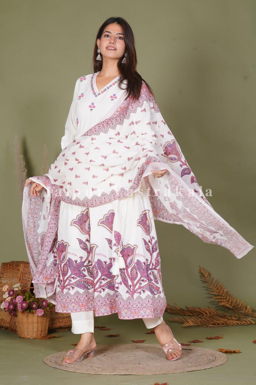 Purple Bubblegum Floral Pop Cotton Anarkali Suit