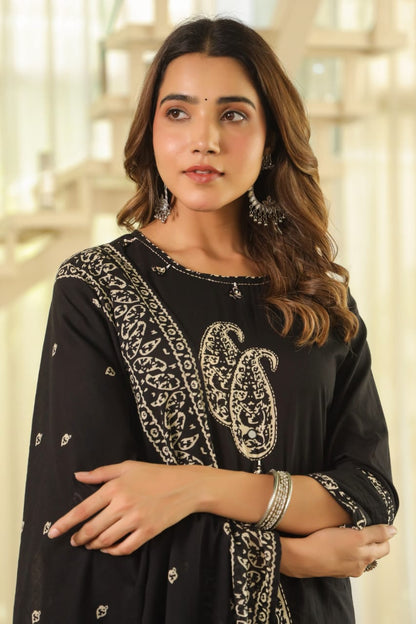 hand block printed kurta set with dupatta