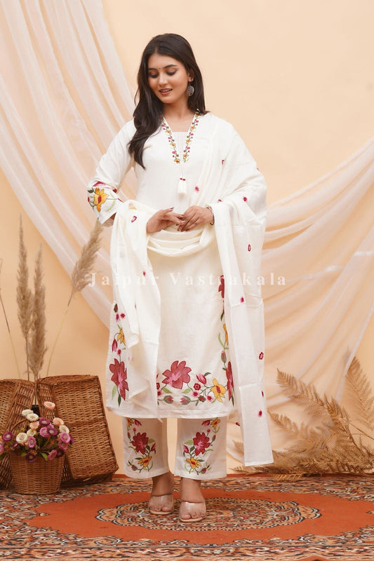 hand block printed kurta set with dupatta