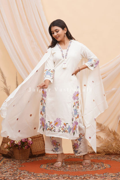 hand block printed kurta set with dupatta