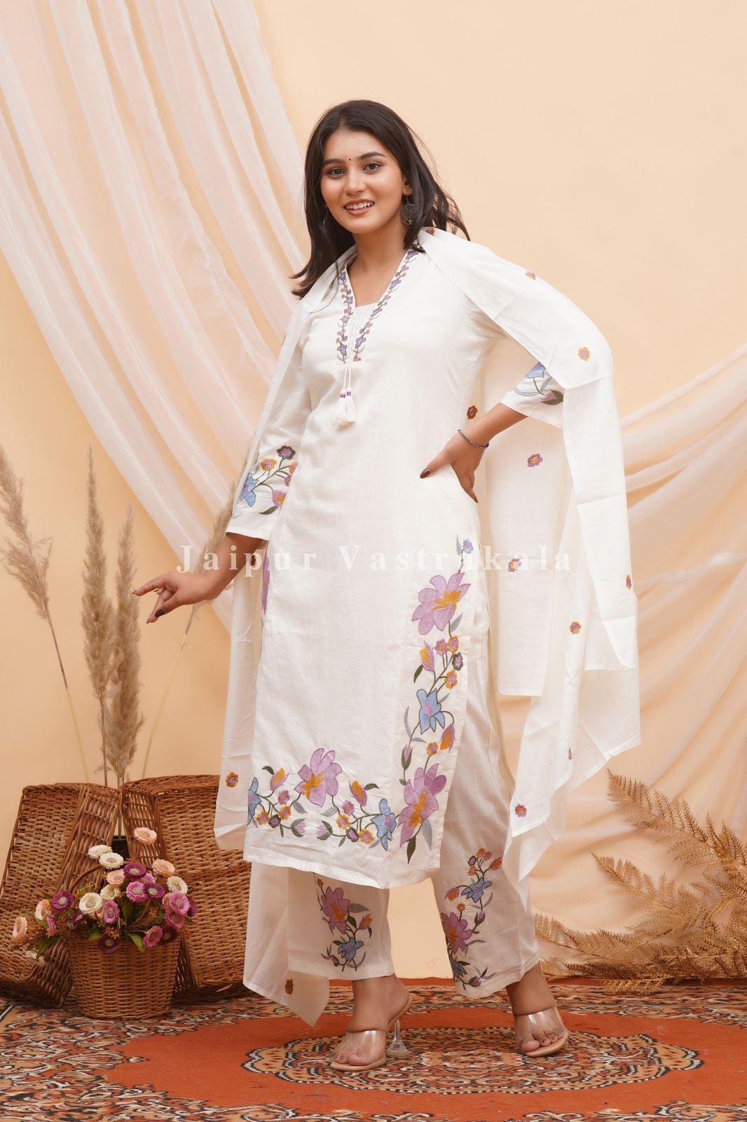 hand block printed kurta set with dupatta