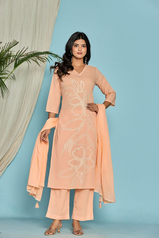 hand block printed kurta set with dupatta